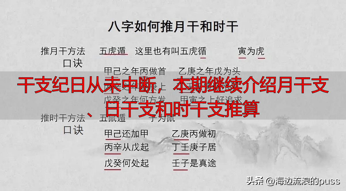 干支纪日从未中断，本期继续介绍月干支、日干支和时干支推算