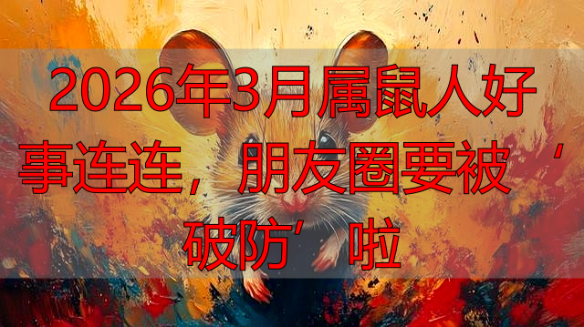 2026年3月属鼠人好事连连，朋友圈要被‘破防’啦