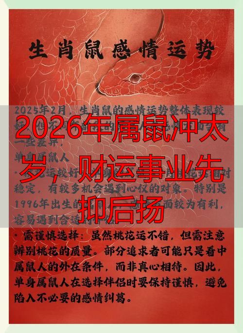 2026年属鼠冲太岁，财运事业先抑后扬