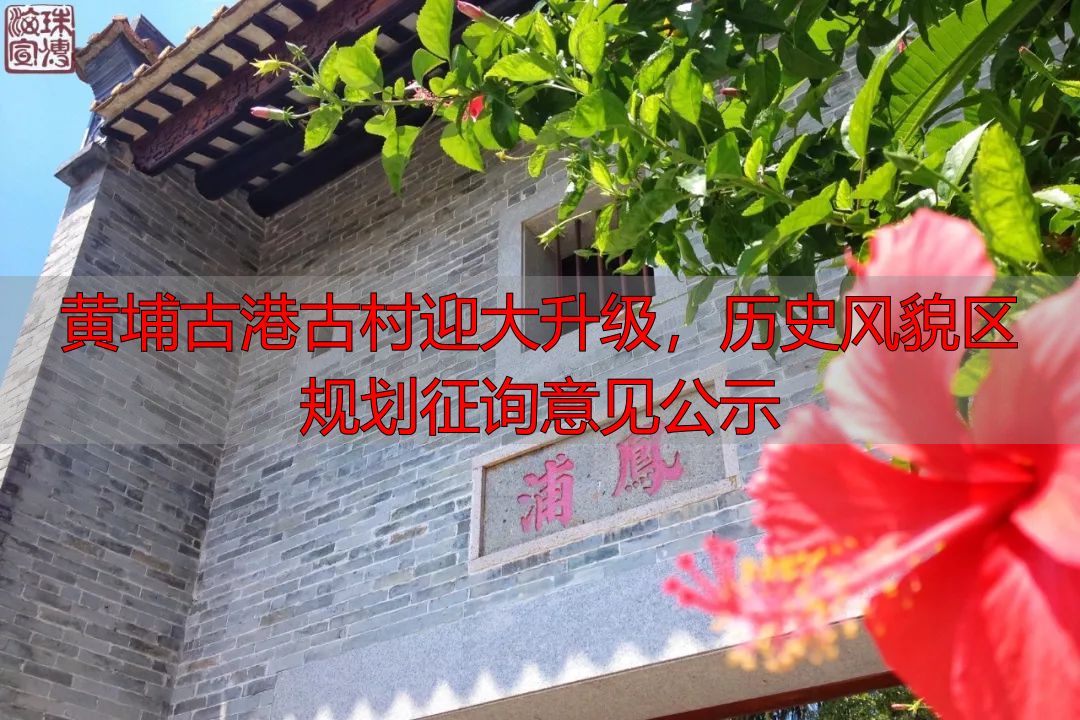 黄埔古港古村迎大升级,历史风貌区规划征询意见公示